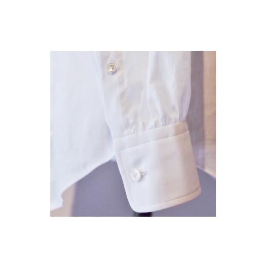 ふるさと納税 服 男 山梨県 - ハンドメイド　ドレスシャツ　 白　Mサイズ　cotton100% 140番双糸ツイル生地 1239540の画像
