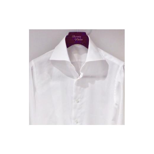 ふるさと納税 服 男 山梨県 - ハンドメイド　ドレスシャツ　 白　XLサイズ　cotton100% 140番双糸ツイル生地 1240478の画像