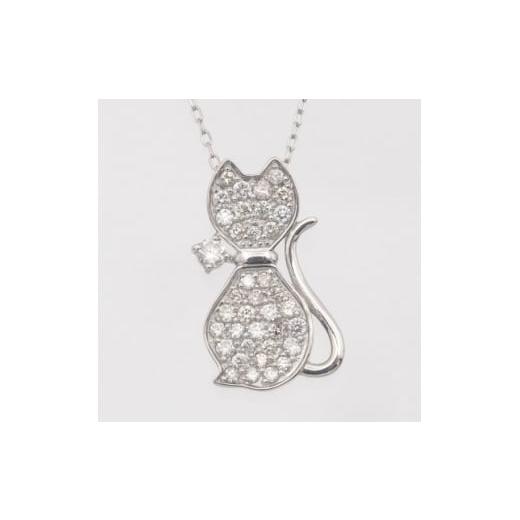 ふるさと納税 山梨県 - プラチナ ダイヤモンド 猫 ペンダントネックレス HH018782