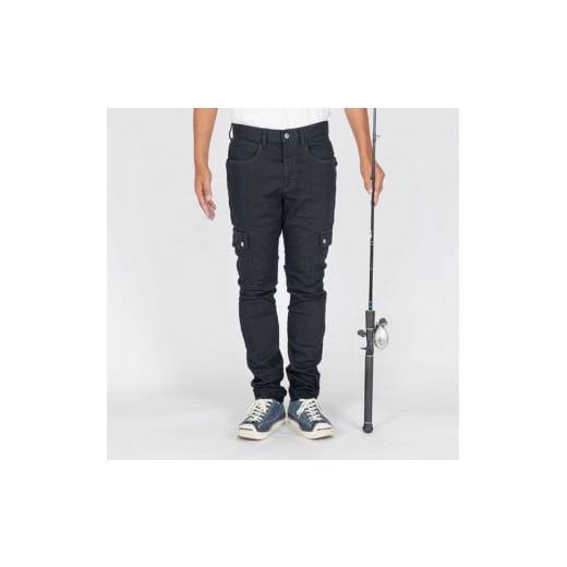 ふるさと納税 服 男 岡山県 倉敷市 THE BACK WATER 撥水ストレッチデニム釣り・アウトドアブラックカーゴパンツ BW-403VMBB(30インチ) 30インチ