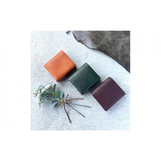 ふるさと納税 財布 岐阜県 美濃市   0278 本革 ノンステッチの二つ折りミニ財布 シボ入り栃木レザー キャメル キャメル