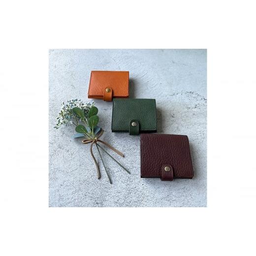 ふるさと納税 財布 岐阜県 美濃市   0280 本革 スクエア二つ折り財布 シボ入り栃木レザー ダークブラウン ダークブラウン