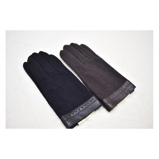 ふるさと納税 香川県 東かがわ市 NEWメンズ手袋(革バイピングデザイン)ブラック ブラック