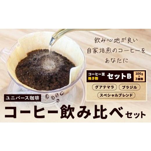 ふるさと納税 コーヒー コーヒー豆 茨城県 結城市 コーヒー豆セット セットB 挽き粉 グアテマラ スペシャルブレンド ブラジル (各100g) ユニバース珈琲 [30日…