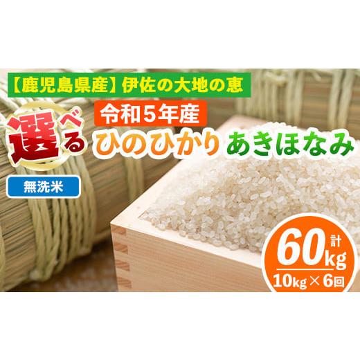 ふるさと納税 鹿児島県 伊佐市 isa518-B [定期便6回] [無洗米]選べる精米方法!令和5年産 鹿児島県伊佐南浦産 ひのひかり5kg・あきほなみ5kg (合計60kg・…