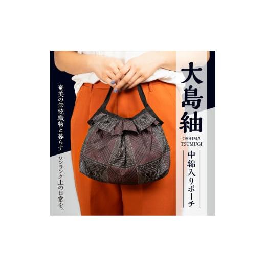 ふるさと納税 織物・繊維品 鹿児島県 和泊町 本場奄美大島紬 中綿入りポーチ（幾何学模様）　W040-005-1u_2