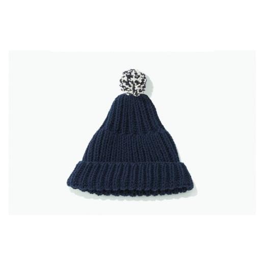 ふるさと納税 小物 帽子 宮城県 気仙沼市 気仙沼ニッティング ポンポン帽子(ネイビー)ポンポンカラー:ネイビー×白(杢) 気仙沼ニッティング 宮城県 気仙…