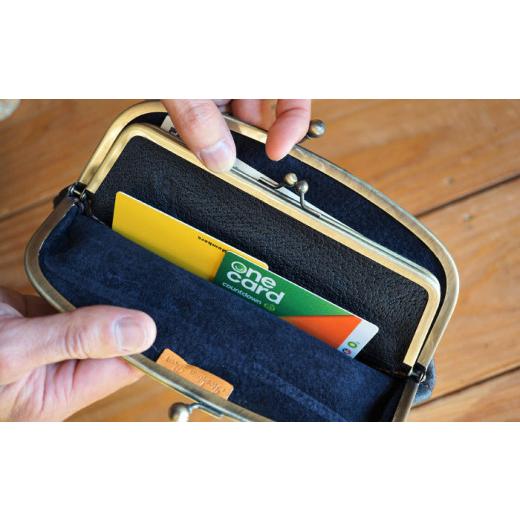 ふるさと納税 財布 福岡県 糸島市  ブラック イノシシ革 がまぐち長財布 糸島 BLESS LEATHER クラフト／革製品／オリジナル／レザー AAA010-3 ブラックの画像