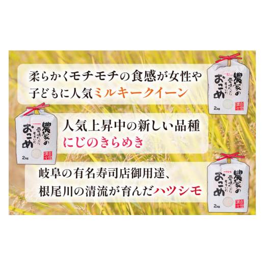 ふるさと納税 岐阜県 本巣市 令和5年産食べ比べセット ミルキークイーン・にじのきらめき・ハツシモ 各2kg×3袋 [1437]｜furusatochoice｜03