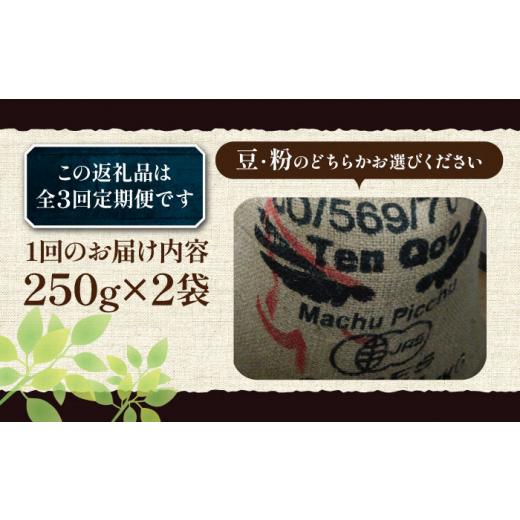 ふるさと納税 コーヒー コーヒー豆 福岡県 豊前市  豆でお届け 全3回定期便 ペルー コーヒー 中煎り 250g×2《豊前市》 稲垣珈琲 珈琲 コーヒー 豆 粉 有機 VA…の画像