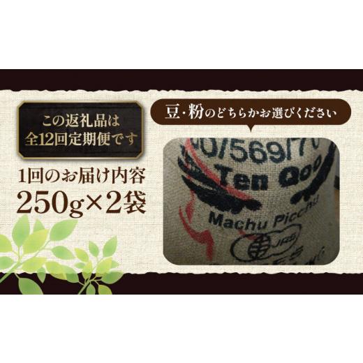 ふるさと納税 コーヒー コーヒー豆 福岡県 豊前市  豆でお届け 全12回定期便 ペルー コーヒー 中煎り 250g×2《豊前市》 稲垣珈琲 珈琲 コーヒー 豆 粉 有機 V…の画像