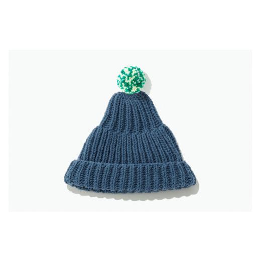 ふるさと納税 小物 帽子 宮城県 気仙沼市 気仙沼ニッティング ポンポン帽子(春の海)ポンポンカラー:みどり×生成り(杢) 気仙沼ニッティング 宮城県 気仙沼…