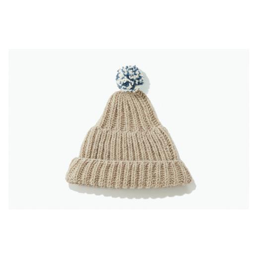 ふるさと納税 小物 帽子 宮城県 気仙沼市 気仙沼ニッティング ポンポン帽子(オートミール)ポンポンカラー:春の海×生成り(杢) 気仙沼ニッティング 宮城県 …