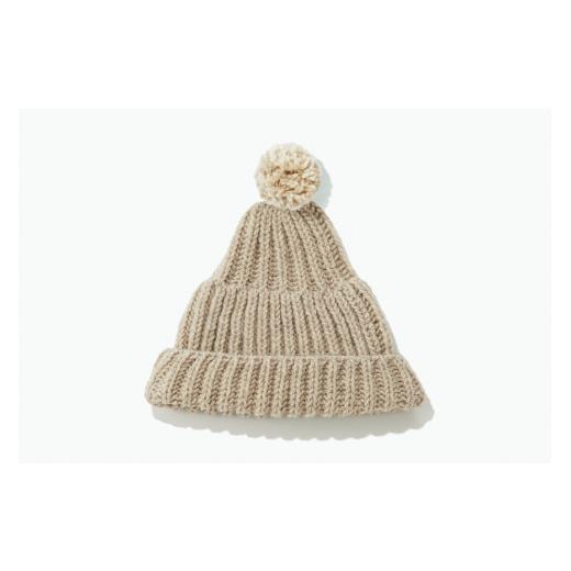 ふるさと納税 小物 帽子 宮城県 気仙沼市 気仙沼ニッティング ポンポン帽子(オートミール)ポンポンカラー:オートミール×生成り(杢) 気仙沼ニッティング …