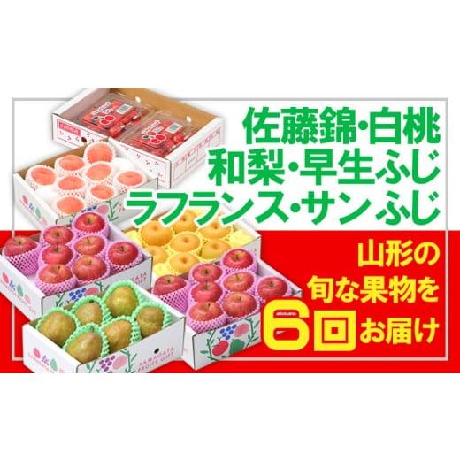 ふるさと納税 果物類 さくらんぼ 山形県 山形市 定期便6回 フルーツ王国山形 佐藤錦・白桃・和梨・早生ふじ・ラフ・りんご 令和8年産先行予約 FS25-667 くだ…