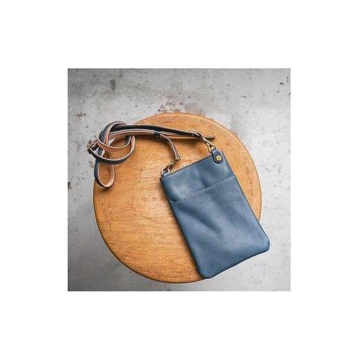 ふるさと納税 カバン ショルダーバッグ 栃木県 栃木市 minca 全6色 栃木レザーのスマホショルダー /ブルー 小物 ファッション 人気 おすすめ ブルー