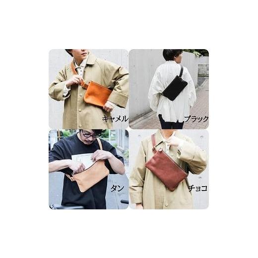 ふるさと納税 カバン ボディバッグ・ワンショルダー 栃木県 栃木市  minca 全4色 栃木レザーのボディバッグ ／ブラック 小物 ファッション 人気 おすすめ ブラ…の画像