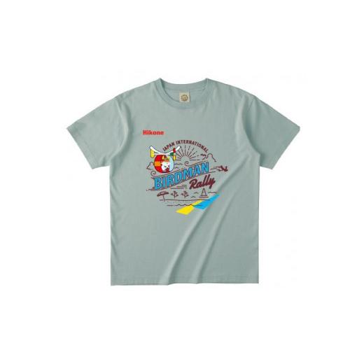 ふるさと納税 服 男 滋賀県 彦根市 ひこにゃん×鳥人間Tシャツ かすみグリーン 1枚 L サイズ ふるさと納税限定デザイン Tシャツ グレー オーガニックコットン…