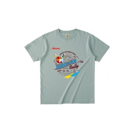 ふるさと納税 服 男 滋賀県 彦根市 ひこにゃん×鳥人間Tシャツ かすみグリーン 1枚 XL サイズ ふるさと納税限定デザイン Tシャツ グレー オーガニックコット…