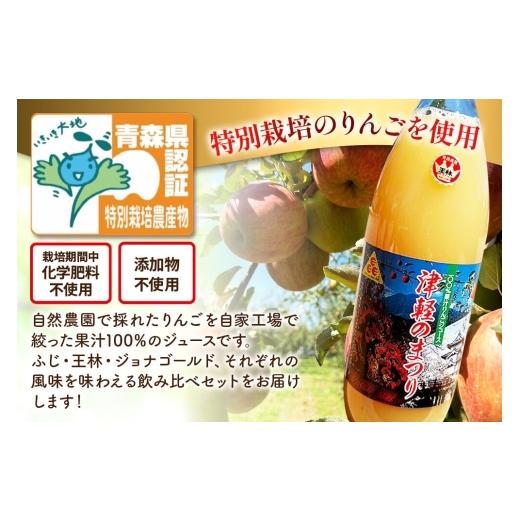 ふるさと納税 果汁飲料 りんご 青森県 弘前市 《定期便3ヶ月》3種のりんごジュース 1L×6本 計6L 無添加 ストレート果汁100％ 青森県特別栽培農産物認証農園 …_3
