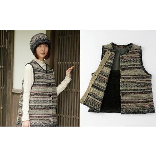 ふるさと納税 服 埼玉県 横瀬町 羊毛で暖かい「メリノン」多色編みニットベスト(Lサイズ) 洗濯機で丸洗い可 Lサイズ