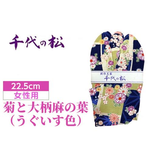 ふるさと納税 小物 埼玉県 行田市 No.371-03 菊と大柄麻の葉(うぐいす色)(女性用:22.5cm) / たび タビ 創作足袋 ファッション 和小物 埼玉県 特産品 菊…