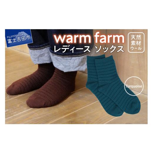 ふるさと納税 小物 山梨県 富士吉田市 光吸収発熱ウール「ウォームファーム ソックス」ターコイズ ターコイズ