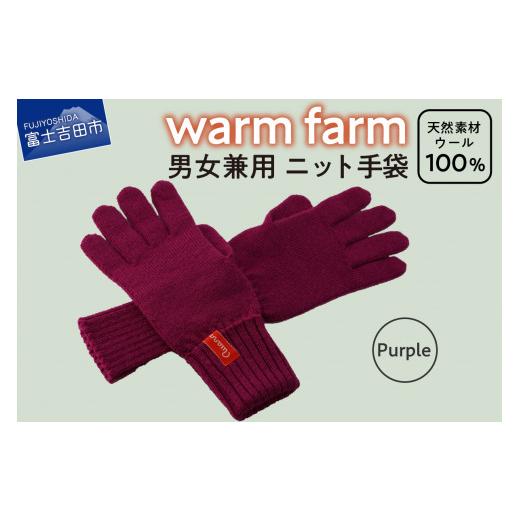 ふるさと納税 小物 山梨県 富士吉田市 手袋 光吸収発熱ウール 「 ウォームファーム ニット手袋 」 パープル 暖かい ウール 発熱素材 レディース メンズ 秋 冬…