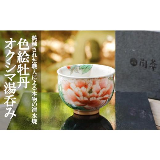 ふるさと納税 陶磁器・漆器・ガラス 京都府 京都市  陶あん 京焼・清水焼 色絵牡丹オクシマ湯呑み｜清水焼 コップ 食器 人気［ 京都 清水焼 京焼 陶芸 食器 人…_1