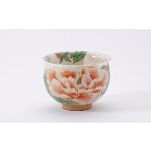 ふるさと納税 陶磁器・漆器・ガラス 京都府 京都市  陶あん 京焼・清水焼 色絵牡丹オクシマ湯呑み｜清水焼 コップ 食器 人気［ 京都 清水焼 京焼 陶芸 食器 人…_3