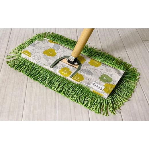 ふるさと納税 雑貨・日用品 兵庫県 朝来市 市販のハンドルにカンタン装着 むろの屋 デザインフロアモップ(ハンドルなし) 花柄グリーン 日用品 掃除用品 モ…