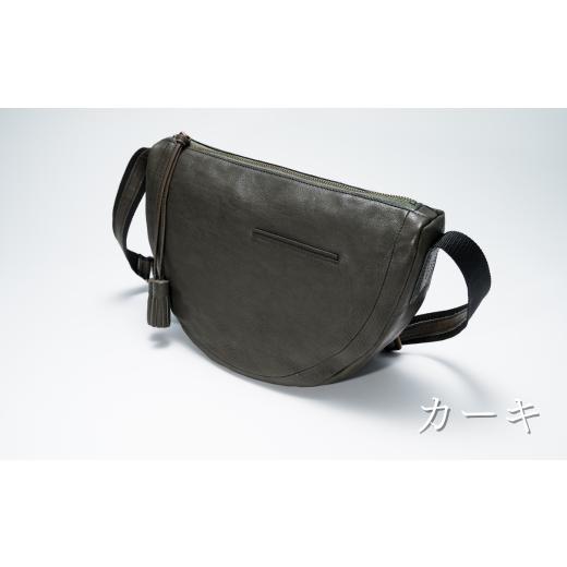 ふるさと納税 カバン ショルダーバッグ 埼玉県 草加市 カーキ 半月型ショルダー ヌメゴート 山羊革 ゴート革 バッグ 革 ショルダーバッグ プレゼント | 埼玉…