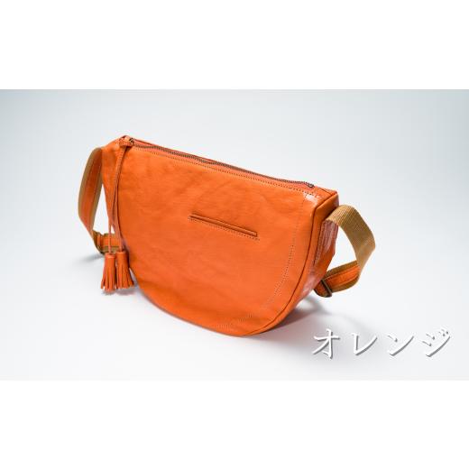 ふるさと納税 カバン ショルダーバッグ 埼玉県 草加市 オレンジ 半月型ショルダー ヌメゴート 山羊革 ゴート革 バッグ 革 ショルダーバッグ プレゼント | 埼…