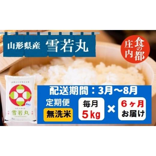 ふるさと納税 米 山形県 三川町 3月〜8月発送 無洗米山形県産雪若丸5kg×6回 定期便6回 3月〜8月発送
