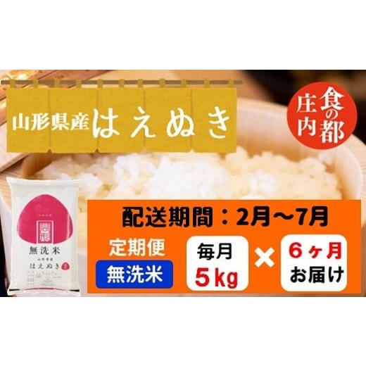 ふるさと納税 米 はえぬき 山形県 三川町 2月〜7月発送 無洗米山形県産はえぬき5kg×6回 定期便6回 2月〜7月発送