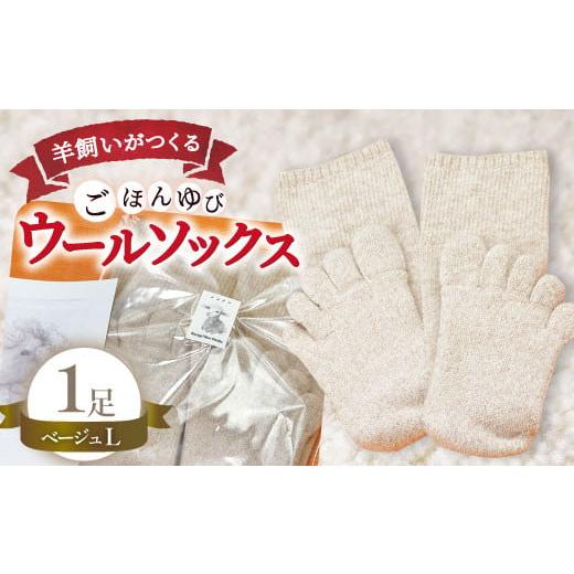ふるさと納税 小物 島根県 大田市 ひつじ飼いが作る ごほんゆびウールソックス Lサイズ(ベージュ) ウール ソックス 5本指 靴下 Lサイズ ...