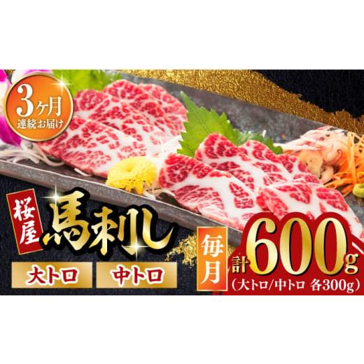 ふるさと納税 熊本県 山都町 [全3回定期便]馬刺し 2種 計600g (大トロ 中トロ)各300g 熊本 冷凍 馬肉 馬刺 ヘルシー[有限会社 桜屋]