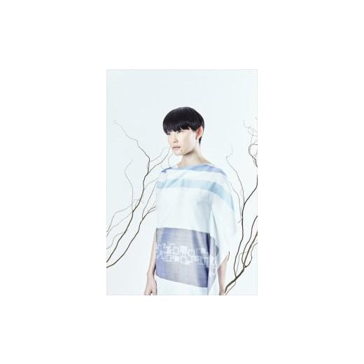 ふるさと納税 服 女 栃木県 足利市  限定 STYLE＊MEISEN 四角重ね柄シルクワンピース（WHITE）／ L F7Z-306の画像