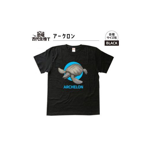 ふるさと納税 福島県 いわき市 恐竜・古代生物Tシャツ アーケロン サイズL(レギュラー) ブラック サイズL