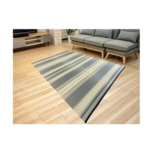 ふるさと納税 家具 インテリア・寝具・収納 福岡県 大川市 国産い草 掛川織ラグ 清流 ブルー 191×191_1