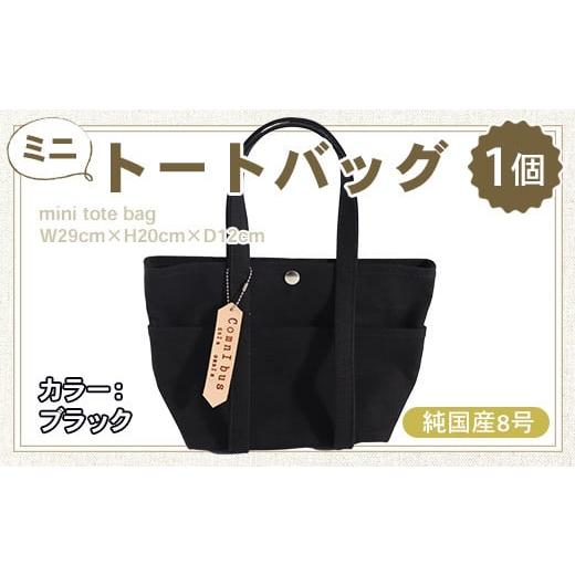 ふるさと納税 雑貨・日用品 滋賀県 愛荘町 純国産 ミニ トートバッグ ブラック 帆布 BI001-2 ブラック