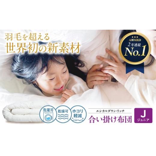 ふるさと納税 タオル・寝具 掛け布団 広島県 福山市 布団 [ 日本製 ] ジュニア 洗える 人工羽毛布団 合い掛け布団 エシカルダウンリッチ 広島県福山市/イシ…