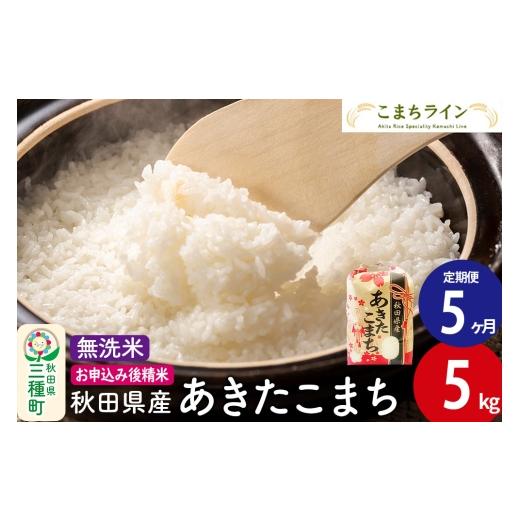 ふるさと納税 米 あきたこまち 秋田県 三種町 《定期便5ヶ月》 無洗米 あきたこまち 5kg 秋田県産 令和7年産 こまちライン