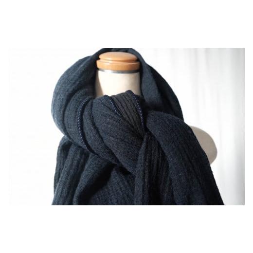 ふるさと納税 小物 ストール・マフラー 兵庫県 西脇市  播州織 Cotton Wool W- Face Muffler　Navy×black（ネイビー）（81-15） Navy×black（ネイビー）の画像