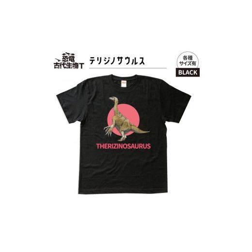 ふるさと納税 福島県 いわき市 恐竜・古代生物Tシャツ テリジノサウルス 034 サイズXXXL(レギュラー) ブラック サイズXXXL