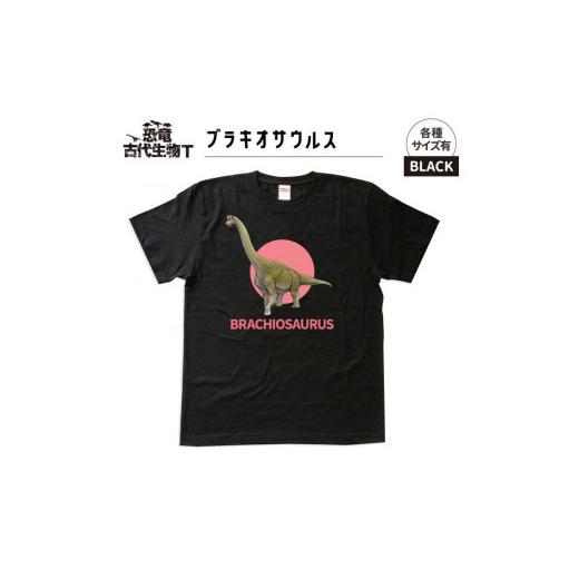 ふるさと納税 服 福島県 いわき市 恐竜・古代生物Tシャツ ブラキオサウルス 043 サイズXL(レギュラー) ブラック サイズXL
