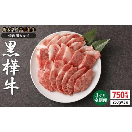 ふるさと納税 牛肉 バラ(カルビ) 熊本県 宇城市 1ヶ月毎3回定期便 黒毛和牛 黒樺牛 焼肉用カルビ 計約750g (約250g×3回) カルビ 牛肉 BBQ 霜降り 焼肉 焼き…