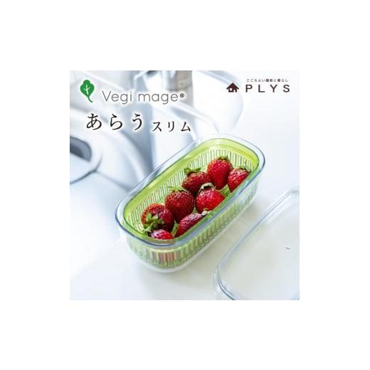 ふるさと納税 雑貨・日用品 和歌山県 海南市 グリーン ベジマジあらうスリム 野菜保存容器 ボウル ザル セット フタ付き 透明 グリーン