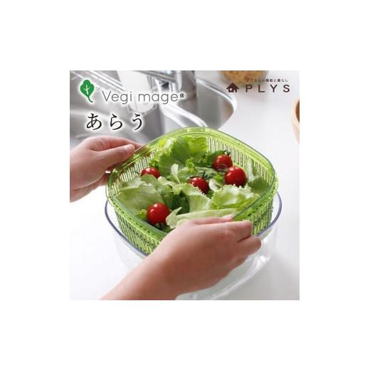 ふるさと納税 雑貨・日用品 和歌山県 海南市 グリーン ベジマジあらう 21cm 野菜保存容器 ボウル ザル セット フタ付き 透明 グリーン
