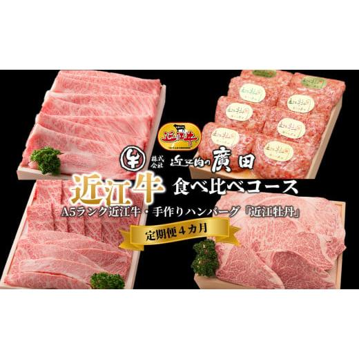 ふるさと納税 滋賀県 湖南市 250K163 定期便4カ月 近江肉の廣田近江牛食べ比べコース( A5ランク近江牛3種・ハンバーグ)[?島屋選定品]